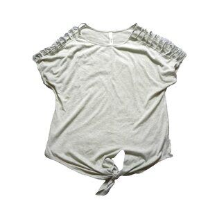 Per Seption Concept Shirt Womens Large Cut out Shoulder Tie Bottom Blouse Ladies